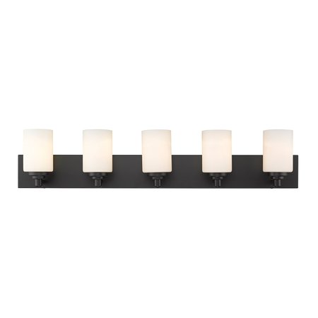 Z-Lite Soledad 5 Light Vanity, Matte Black & White 485-5V-MB